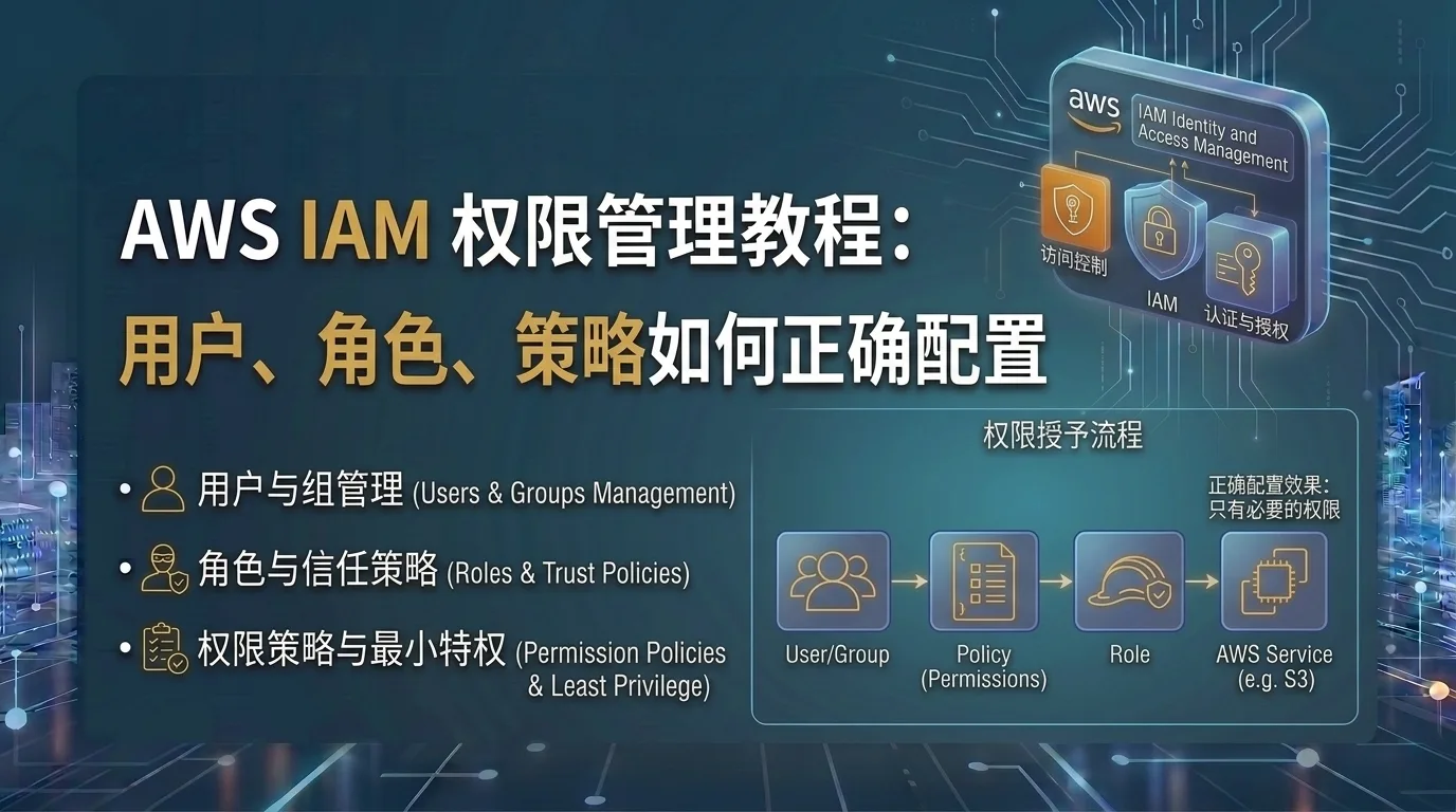 AWS IAM 权限管理教程：用户、角色、策略如何正确配置 配图