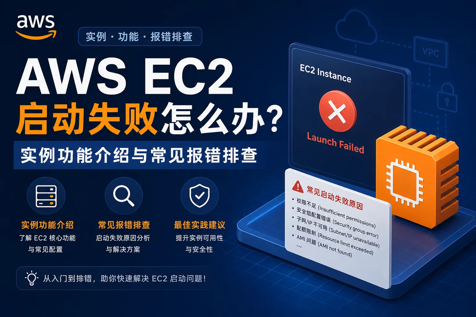 AWS EC2 启动失败怎么办？实例功能介绍与常见报错排查 封面