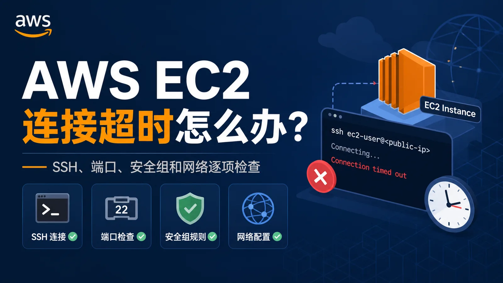 AWS EC2 连接超时怎么办？SSH、端口、安全组和网络逐项检查 配图